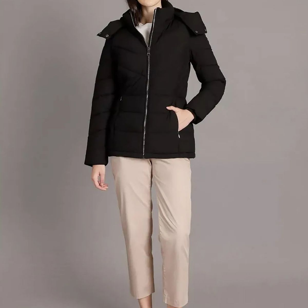 CALVIN KLEIN - Parka Puffer con Gorro Negro Calvin Klein
