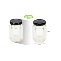 GENERICO - Botella Vidrio Tapa Negra 380ml Frasco Mediano Multiusos 380ml