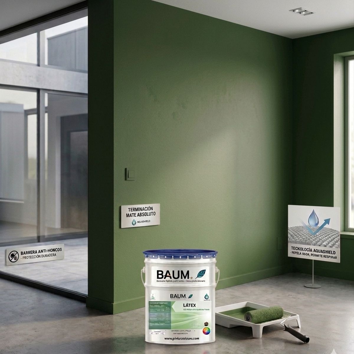 BAUM - Látex verde muzgo    BAUM® Aquatech - Mate Absoluto e Impermeable