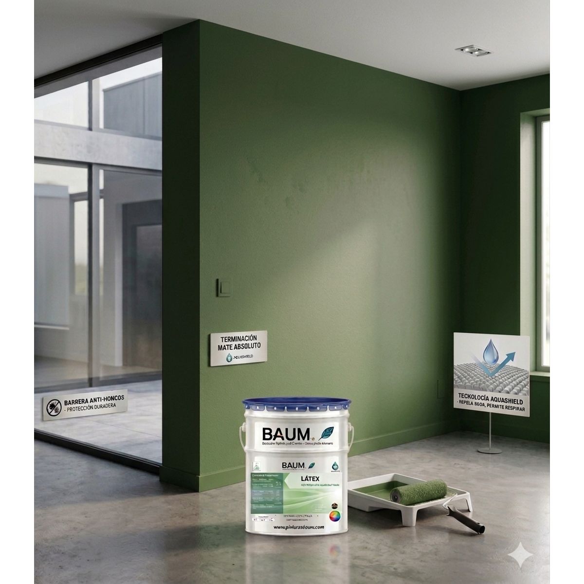 BAUM - Látex verde muzgo    BAUM® Aquatech - Mate Absoluto e Impermeable