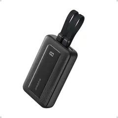 ANKER - Powerbank Batería Externa 10.000 mAh Carga Rápida 30W Cable USB-C + Lighning Integrado Negro