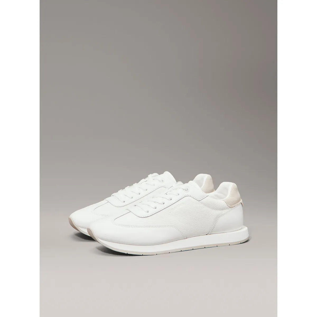 CALVIN KLEIN - Zapatillas de Cuero Textured Lace Up Blanco Calvin Klein