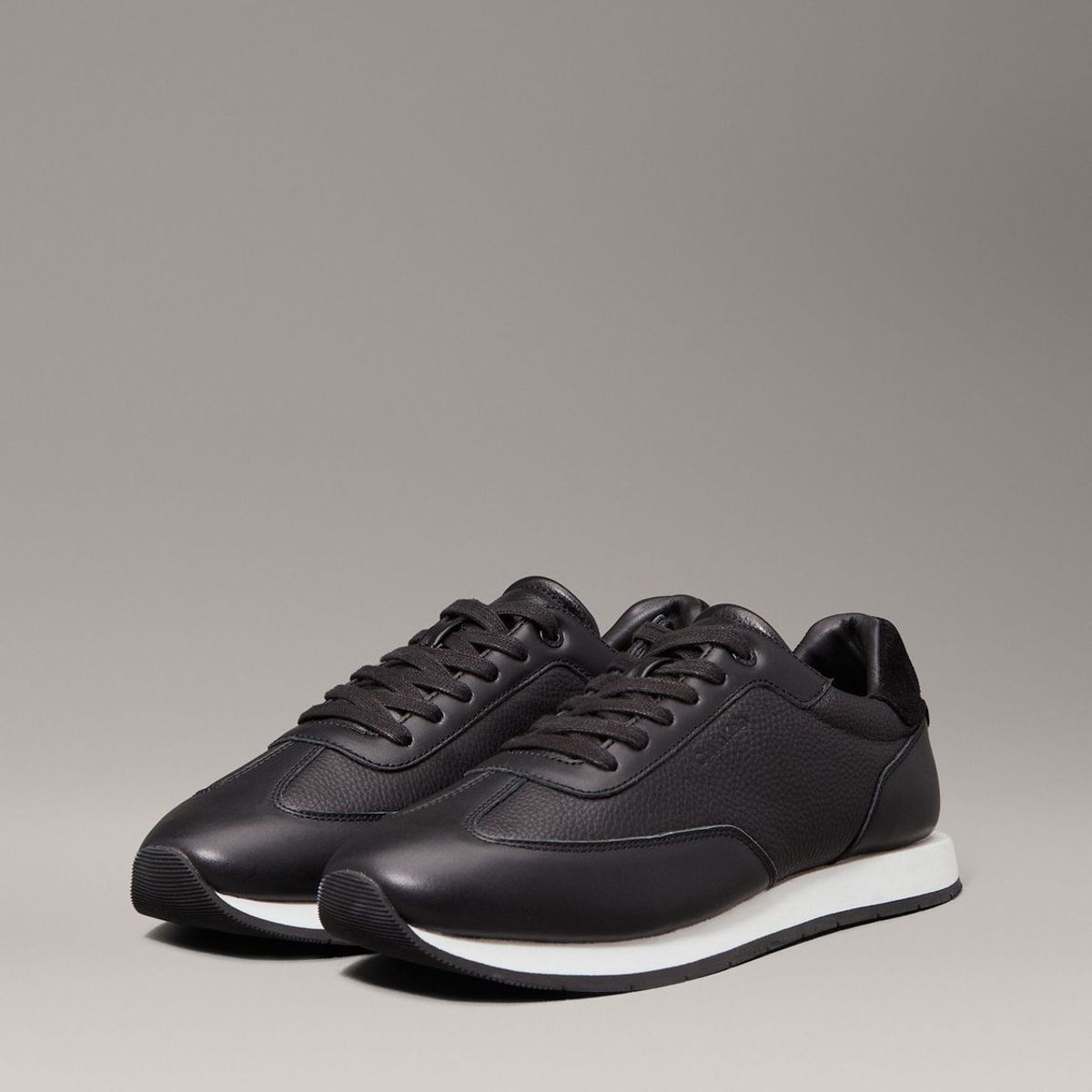 CALVIN KLEIN - Zapatillas de Cuero Textured Lace Up Negro Calvin Klein