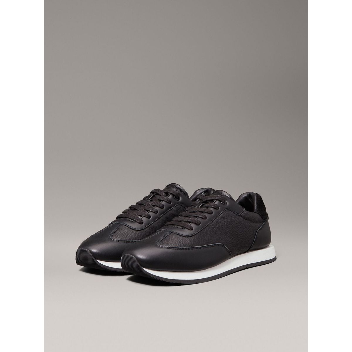 CALVIN KLEIN - Zapatillas de Cuero Textured Lace Up Negro Calvin Klein