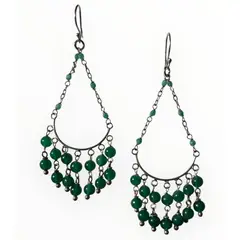 TAETHAI - Aros de plata 925 con Ágata verde colgantes