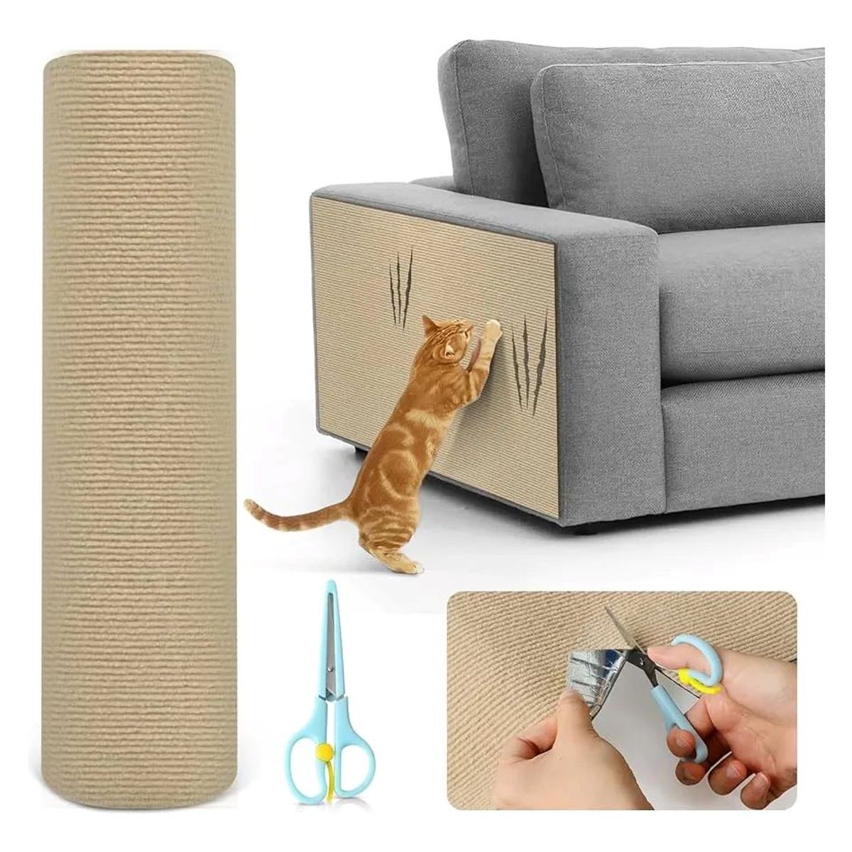 METALFER - Protector De Sofá Adhesivo Rascador Gatos Antiestrés 30x100