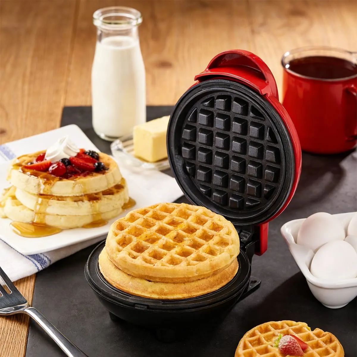GENERICO - Wafflera Mini 500w calefacción doble cara antiadherente