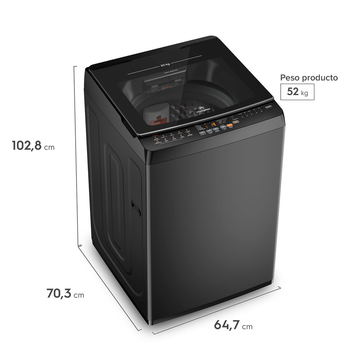 MADEMSA - Lavadora Automática 20Kg Carga Superior MDWMT20O Onix