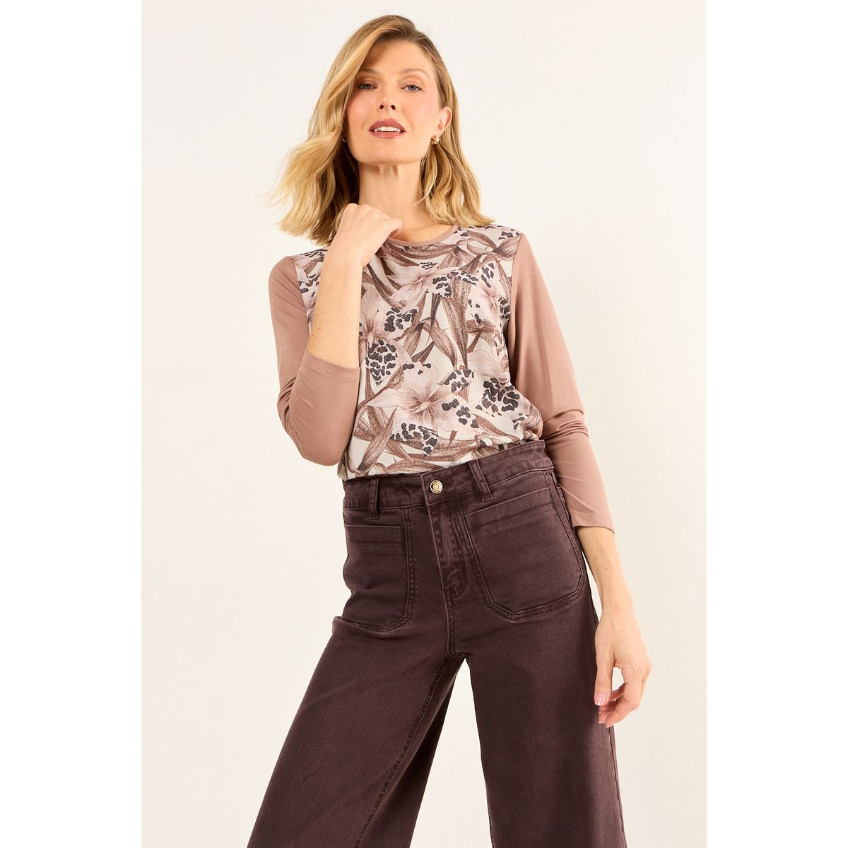 MA GRIFFE - Polera Estampada Mujer Crudo Magriffe