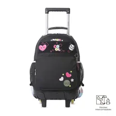 TOTTO - Mochila para Niña con ruedas Glowing Black Mediano Negro