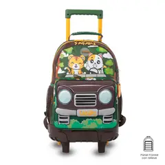 TOTTO - Combo Escolar X2 Mochila escolar con ruedas + Libro para Colorear Safari