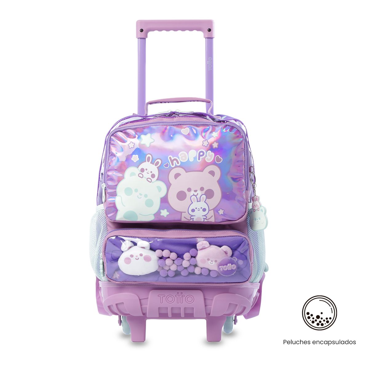 TOTTO - Mochila para Niña con ruedas Friends Party Mediano Morado
