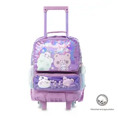 TOTTO - Mochila para Niña con ruedas Friends Party Mediano Morado