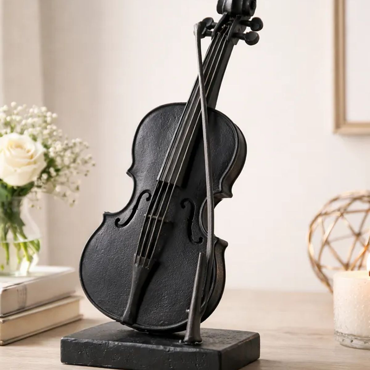 GENERICO - Escultura de Violín Negro Elegante Y Moderno