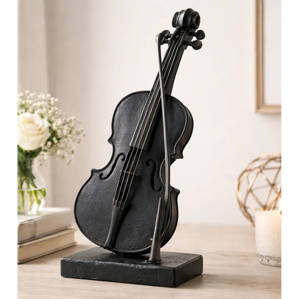 GENERICO - Escultura de Violín Negro Elegante Y Moderno