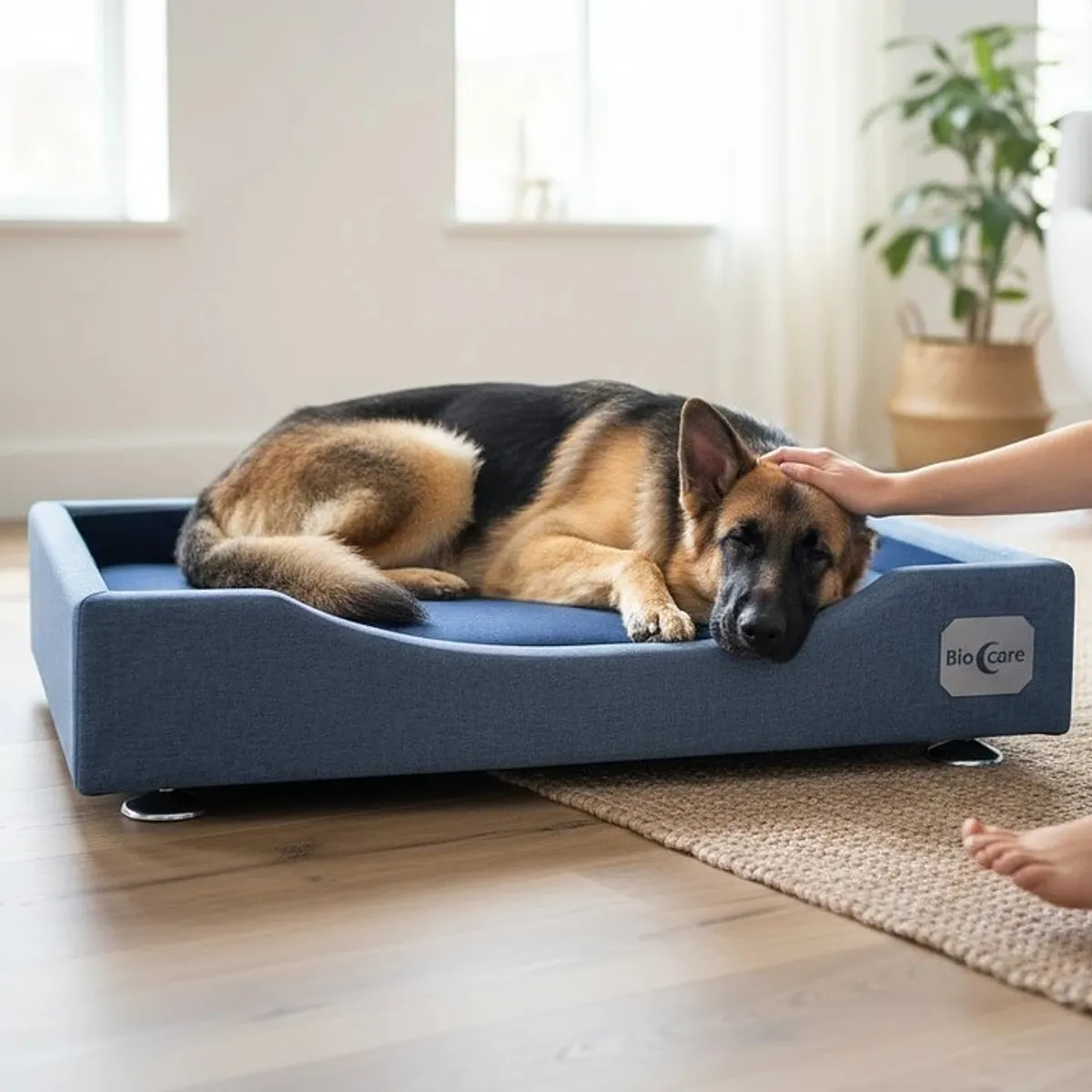 BLOCCARE - Cama de Mascotas - Talla XL EXTRA (110x80 cm) / Pata Montessori 3 cm (Gris)
