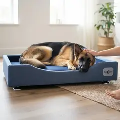 BLOCCARE - Cama de Mascotas - Talla XL EXTRA (110x80 cm) / Pata Montessori 3 cm (Gris)