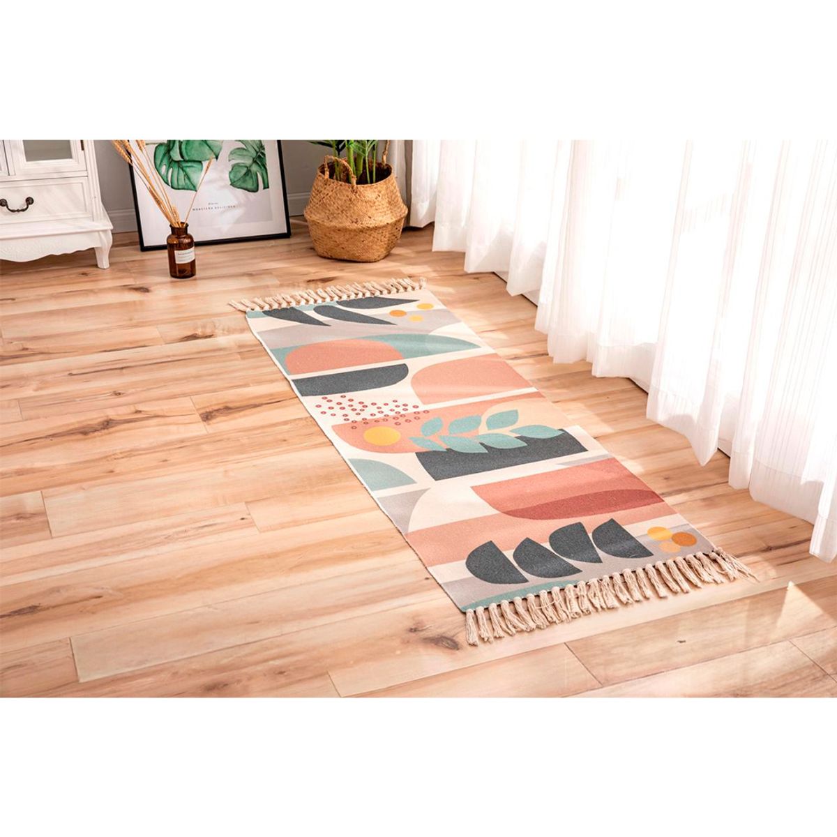 GENERICO - Alfombra De Lino y Algodón Con Diseño1  60 x150
