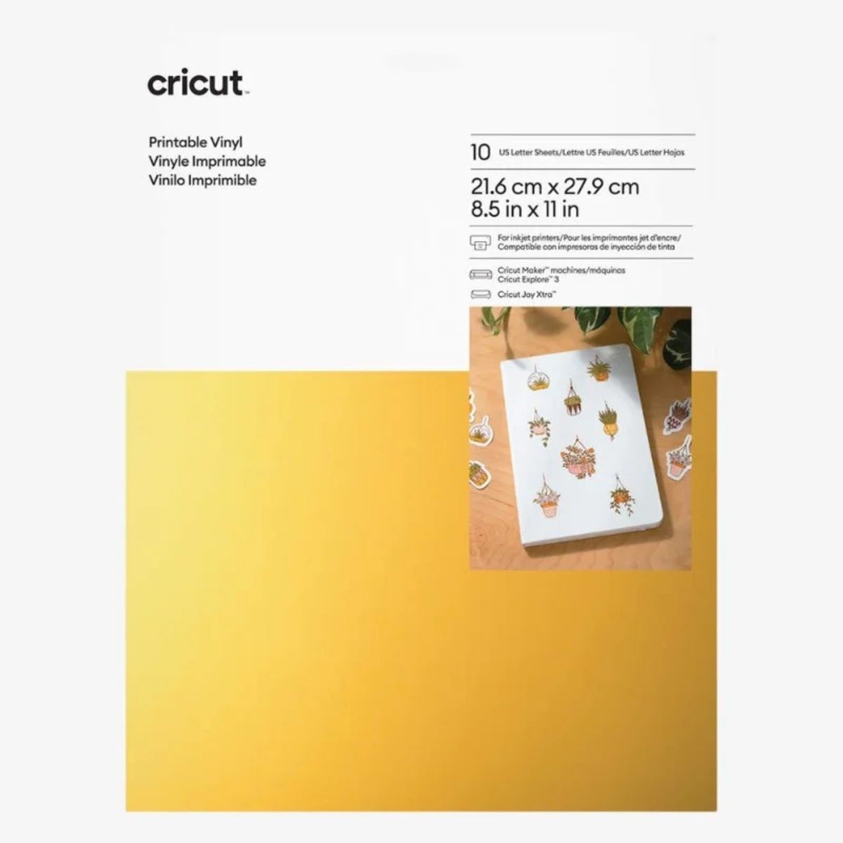 CRICUT - Vinil Imprimible Plateado Tamaño Carta 10pz