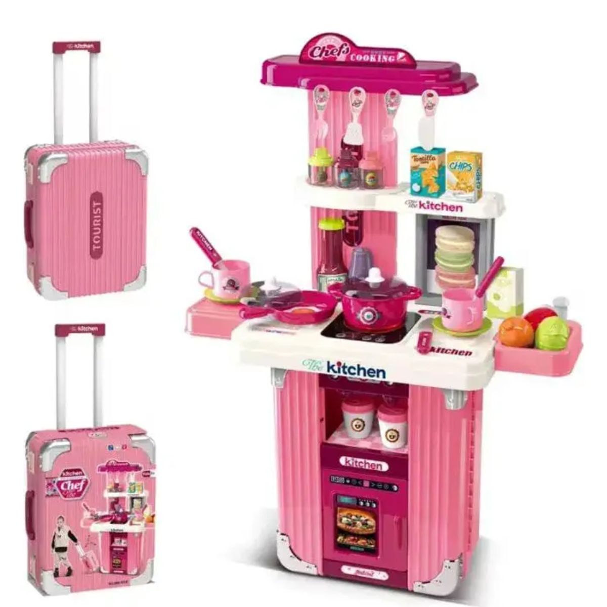 GENERICO - Cocina De Juguete 3 En 1 Para Niñas Maletica