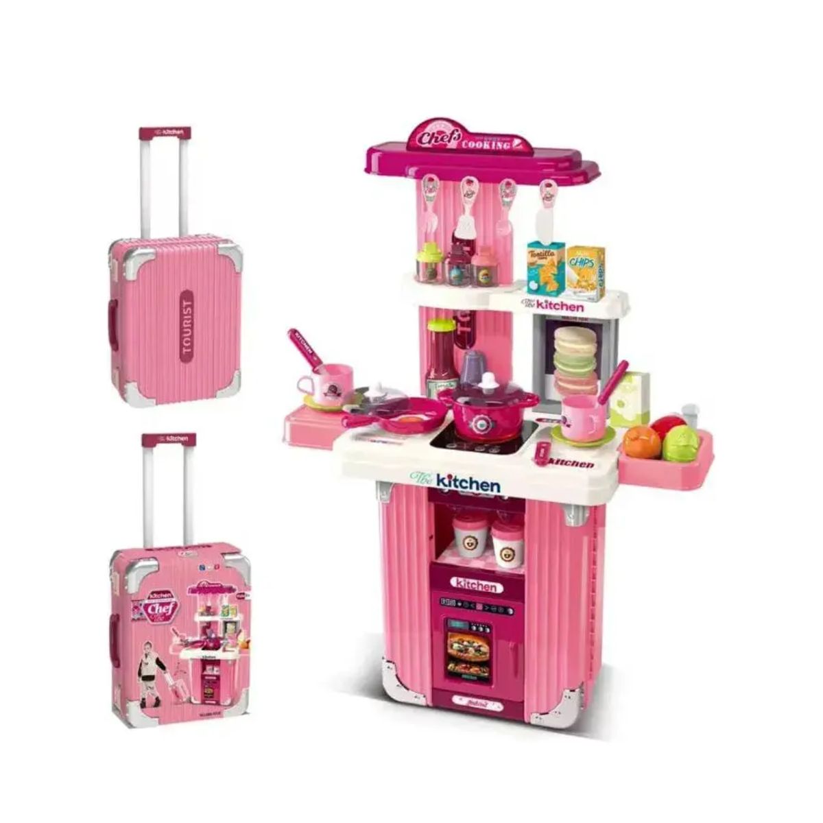 GENERICO - Cocina De Juguete 3 En 1 Para Niñas Maletica