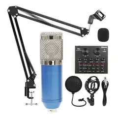 GENERICO - Microfono Condensador Soporte Brazo Tarjeta Sonido V8
