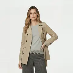 LINEATRE - Chaqueta Mujer Elena Regular Cuello En. V Solapa Manga Suelta Fango