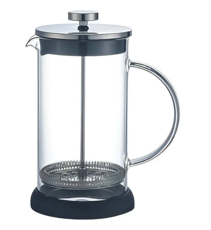 GENERICO Cafetera Francesa 1L Vidrio Filtro Inoxidable Blanca