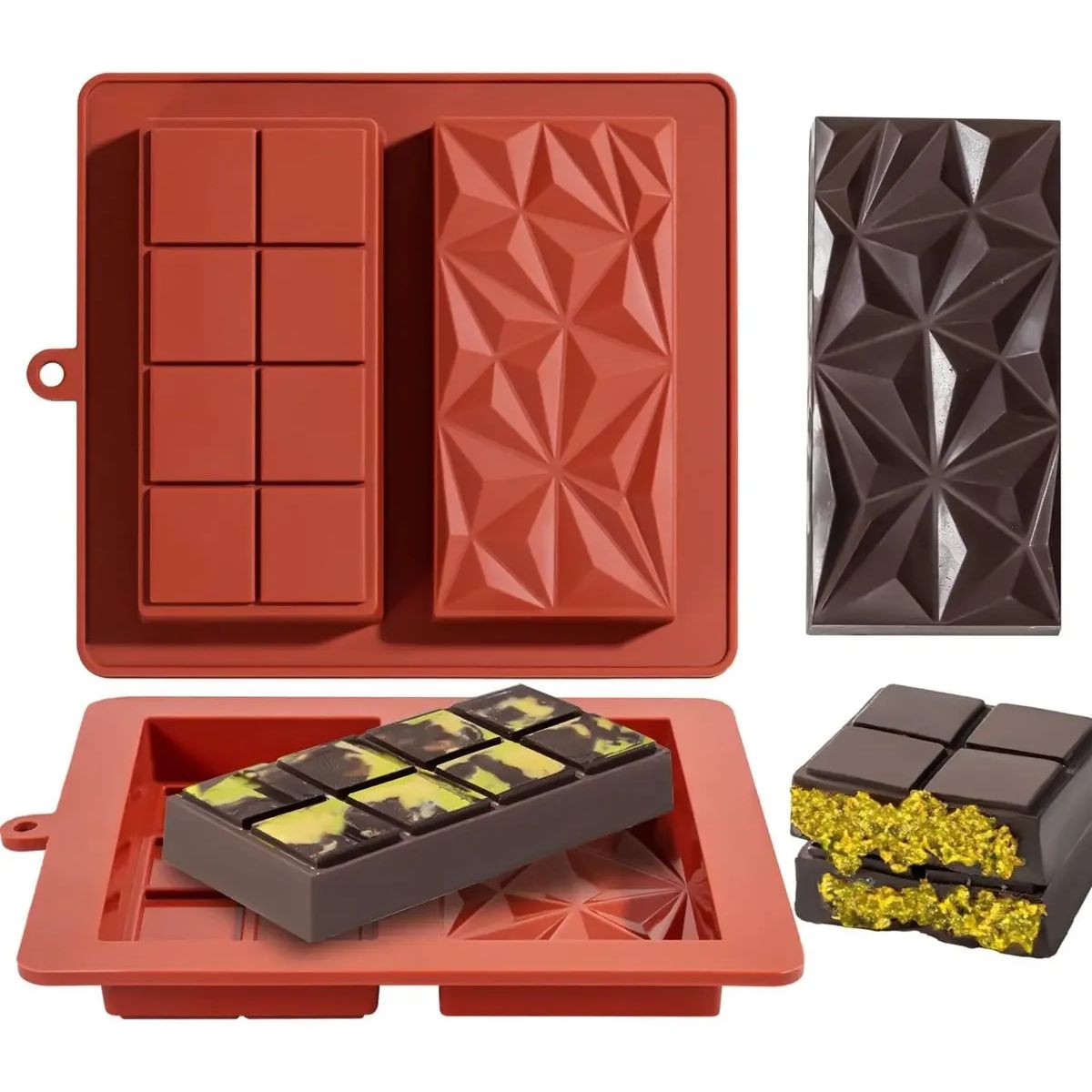 GENERICO - 2molde Chocolate Dubai  Molde Barra De Chocolate De Silicón