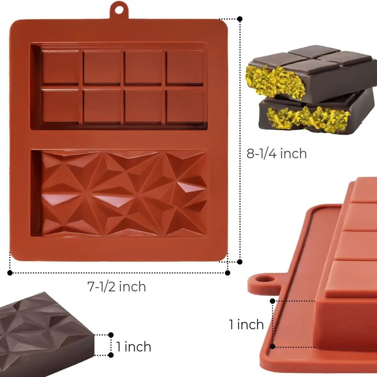 GENERICO - 2molde Chocolate Dubai  Molde Barra De Chocolate De Silicón