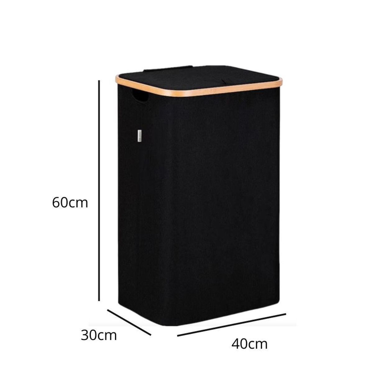 GENERICO - Cesta De Ropa Con Tapa 60cm Para Lavanderia Negro