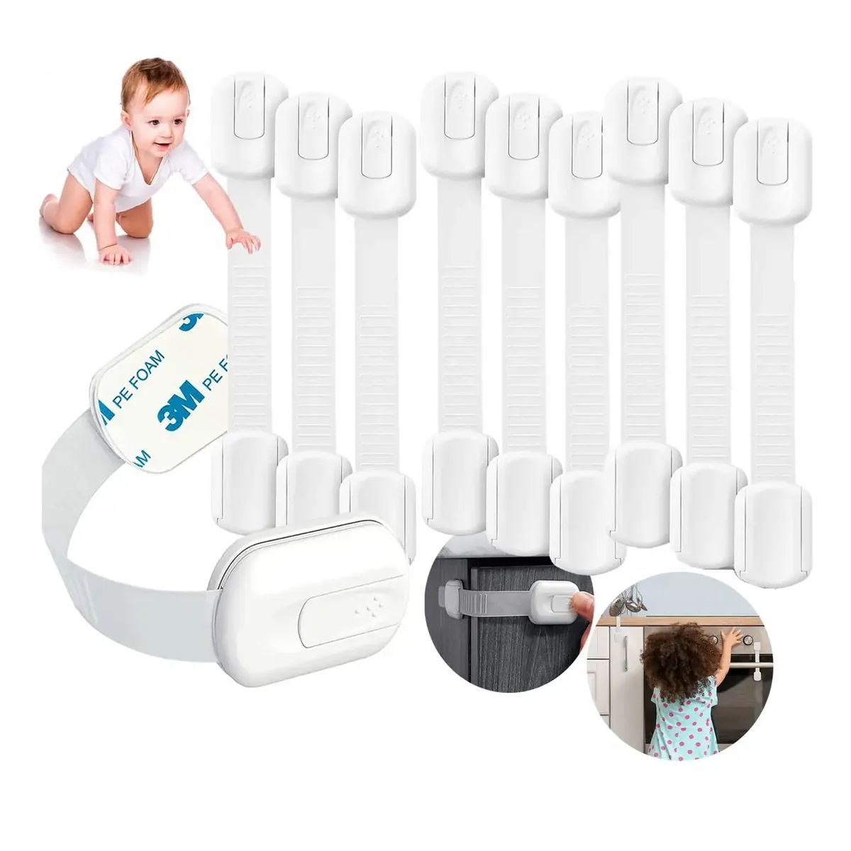 GENERICO - 10 Seguros Para Puerta Cajones Refrigerador Bebe Protectores