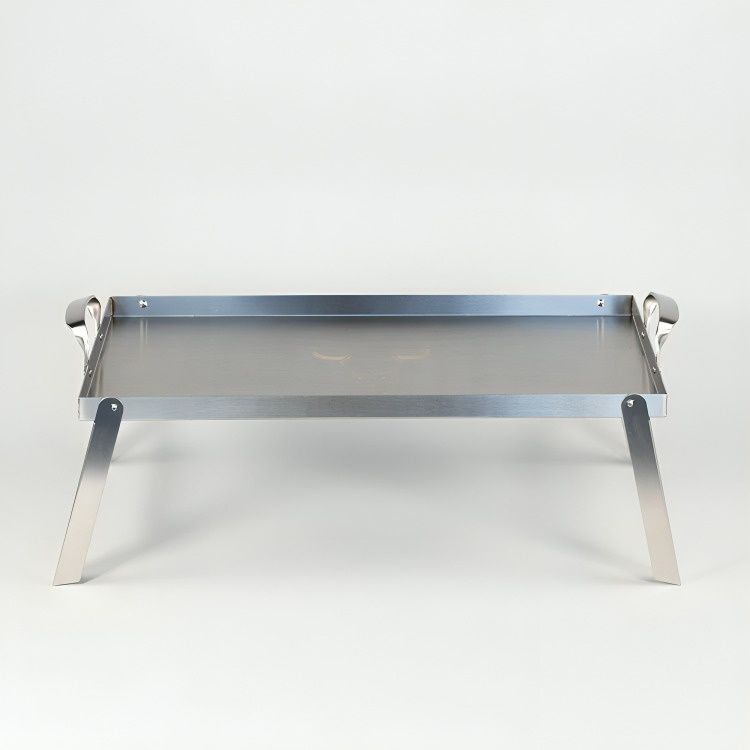 PLANCHA ACERO INOX + SOPORTE ALTURA 48X28X2