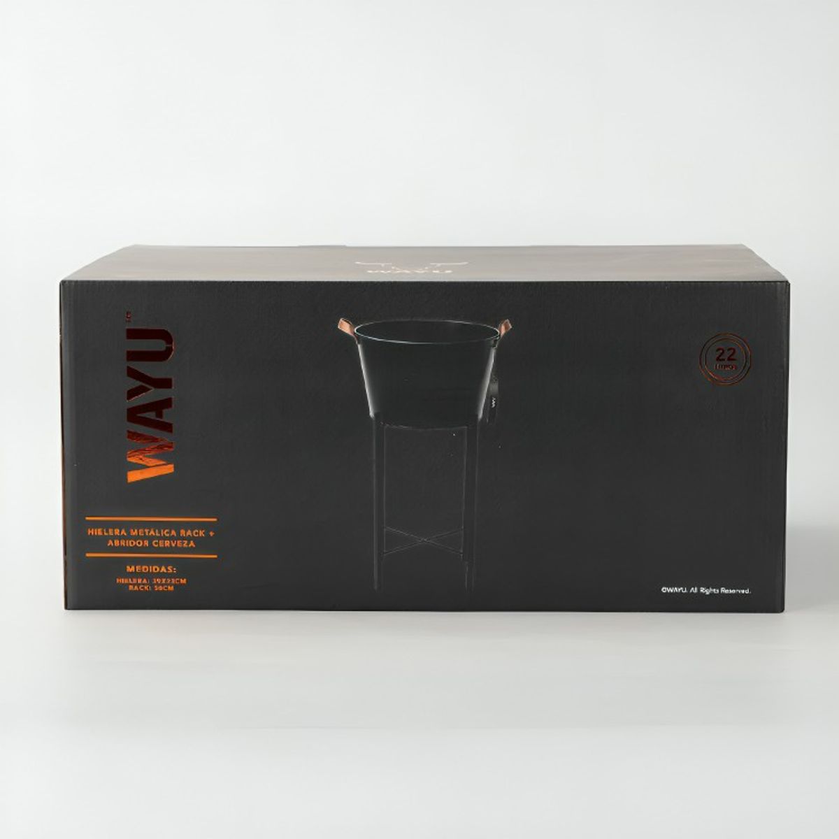 WAYU - HIELERA METALICA RACK + ABRIDOR CERVEZA WAYU