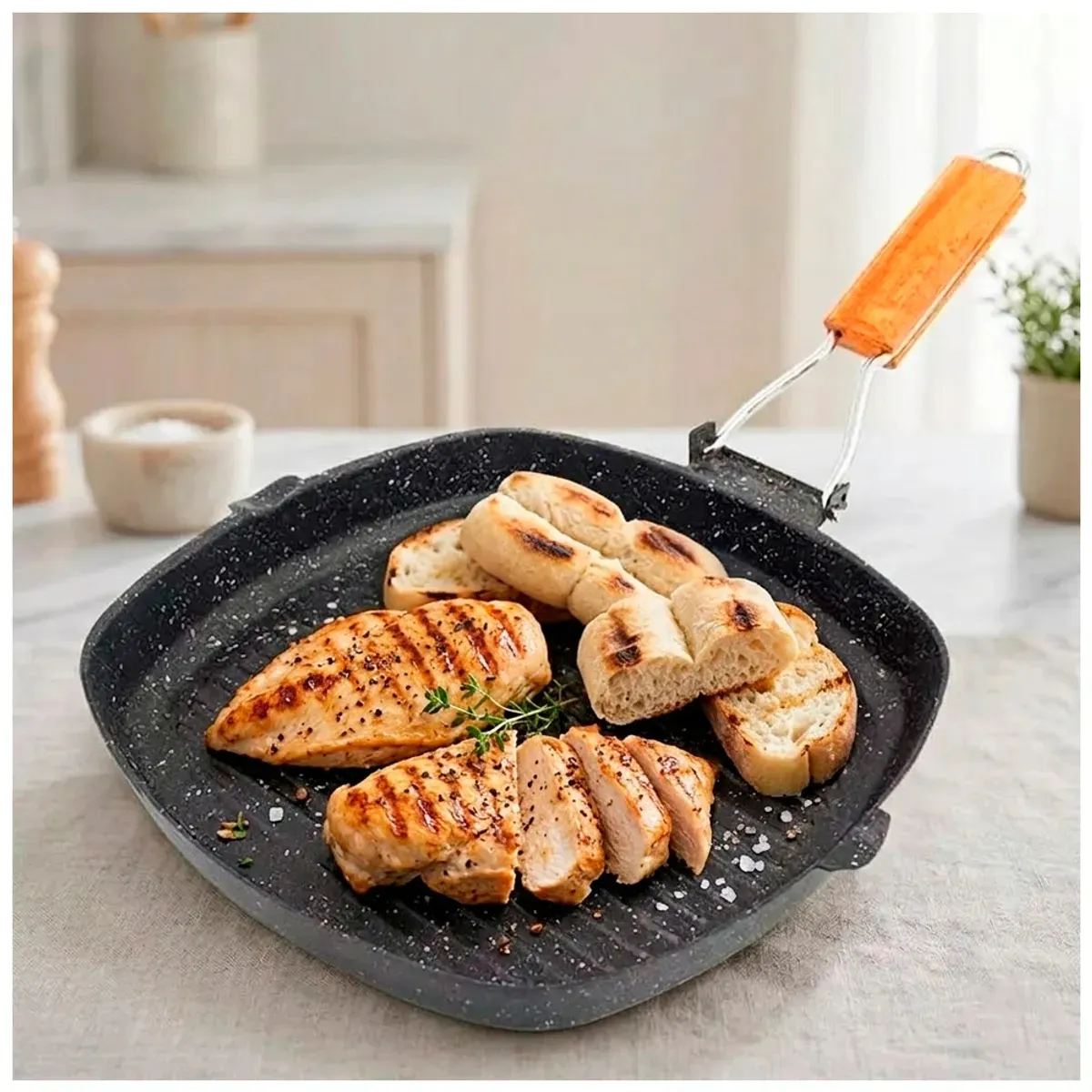 IRM - sarten grill antiadherente 20cm mango plegable