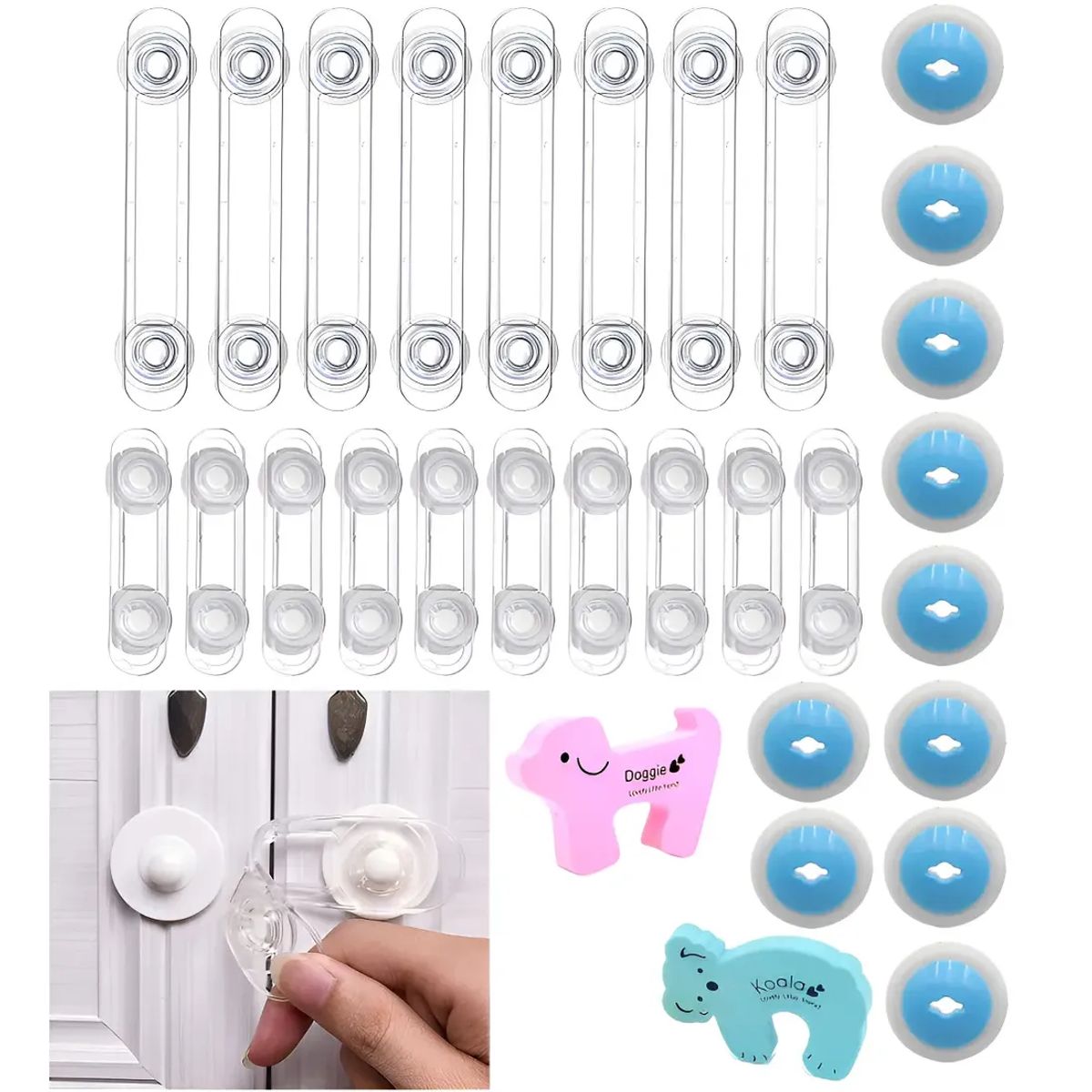 GENERICO - Set 32 Seguridad Del Bebe Seguros Puertas Y Cajones Proteger