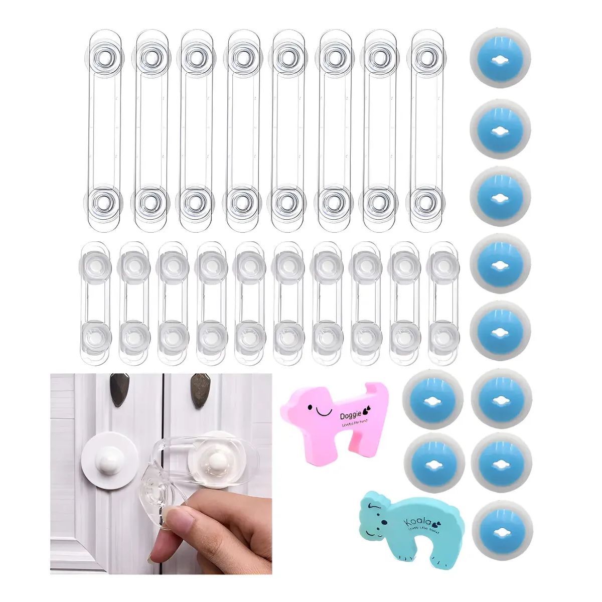 GENERICO - Set 32 Seguridad Del Bebe Seguros Puertas Y Cajones Proteger