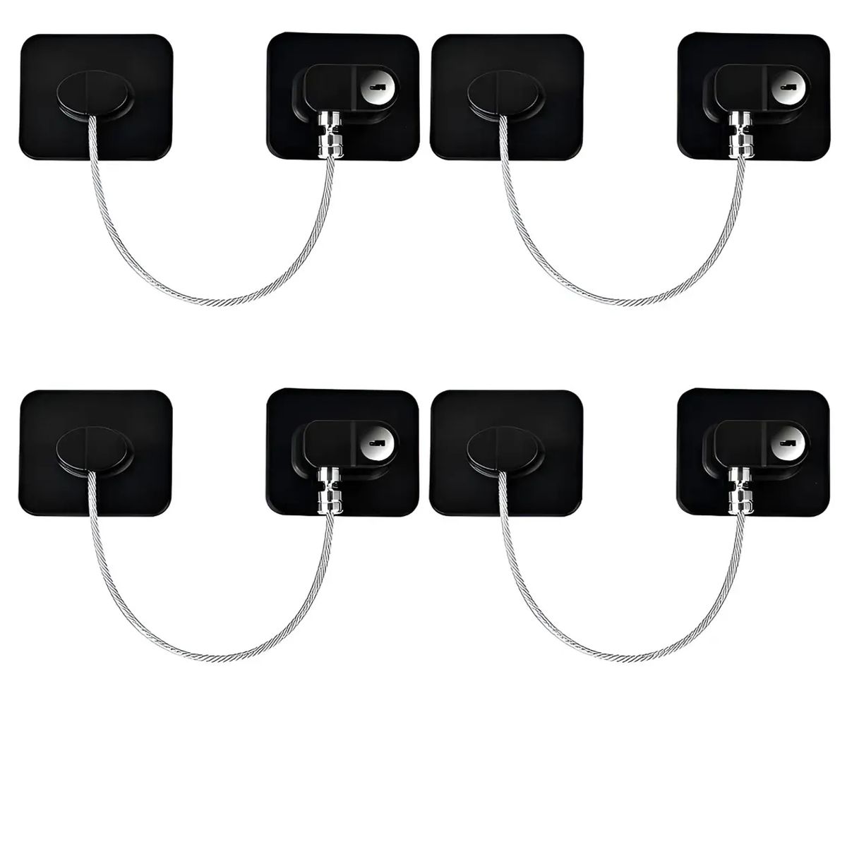 GENERICO - 4pcs Seguro Niños Cable Acero Refrigerador Ventanas Y Puerta
