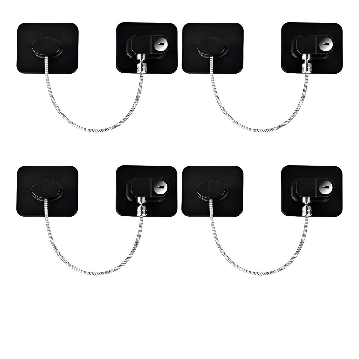 GENERICO - 4pcs Seguro Niños Cable Acero Refrigerador Ventanas Y Puerta