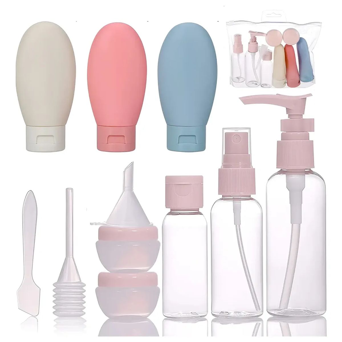 GENERICO - Set Botella De Viaje Dispensadora Contenedores Accesorios