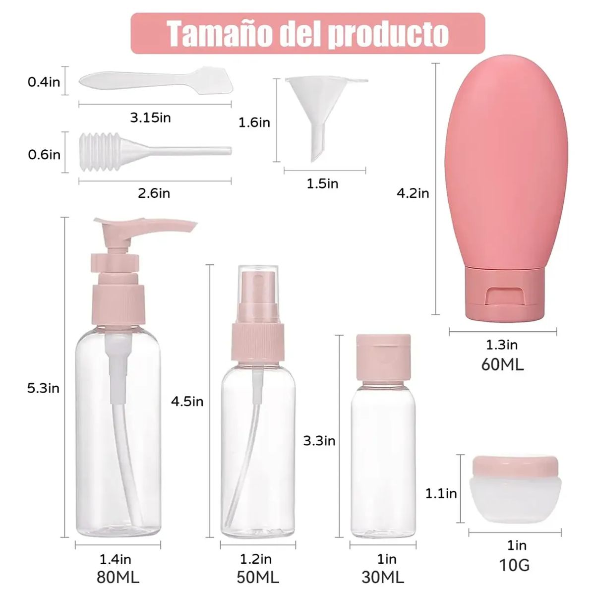 GENERICO - Set Botella De Viaje Dispensadora Contenedores Accesorios