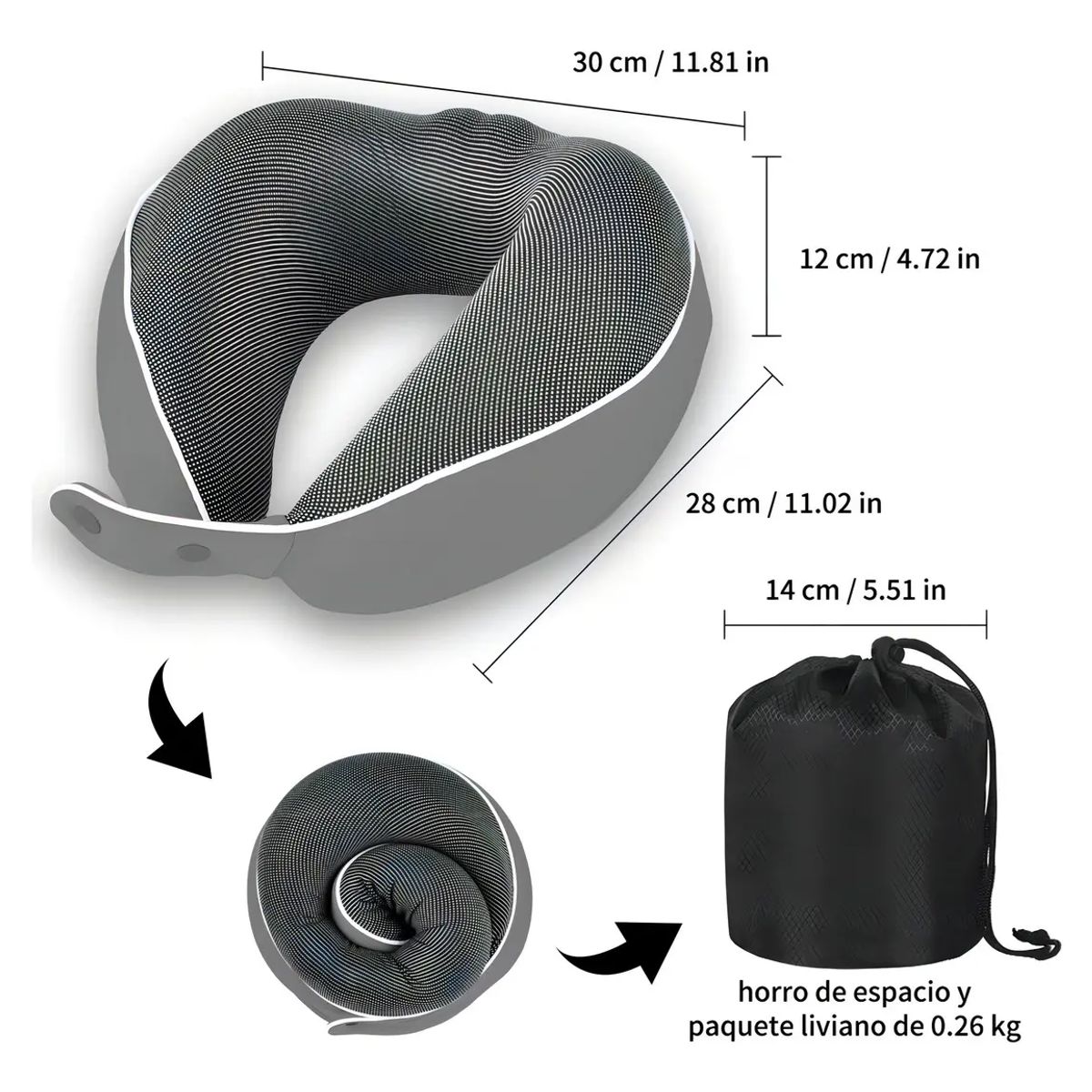 GENERICO - Almohada De Cuello Para Viaje Trabajo Con Color Gris oscuro