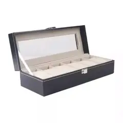 GENERICO - Caja Organizadora de Relojes 6 Espacios Y Interior Acolchado Negro