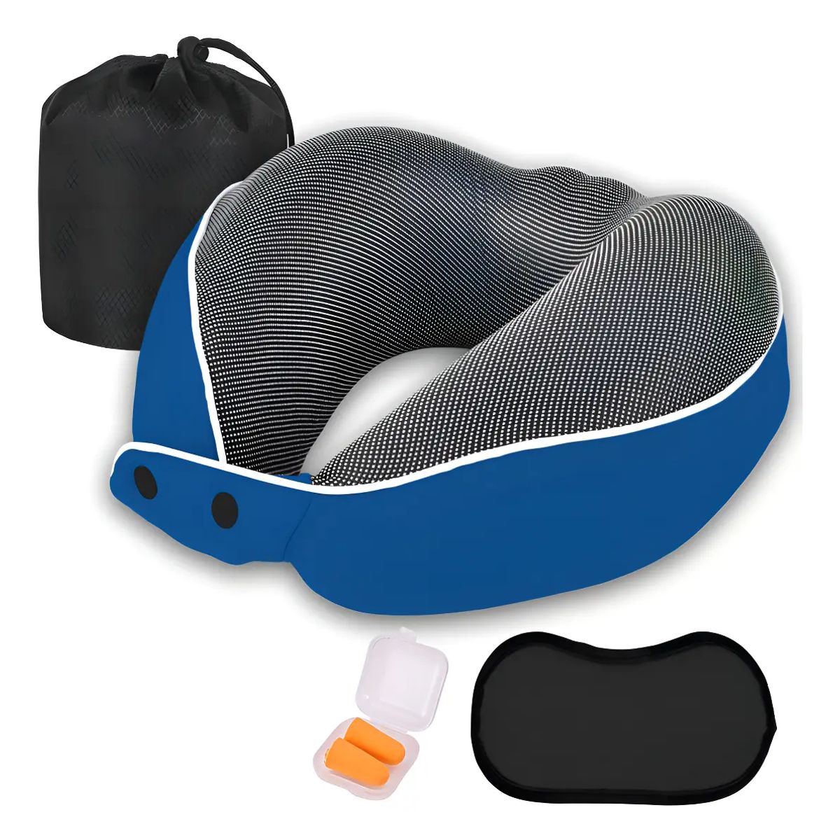 GENERICO - Almohada Cervical Aizo Viaje Azul Oscuro Espuma Viscoelástica Con Funda