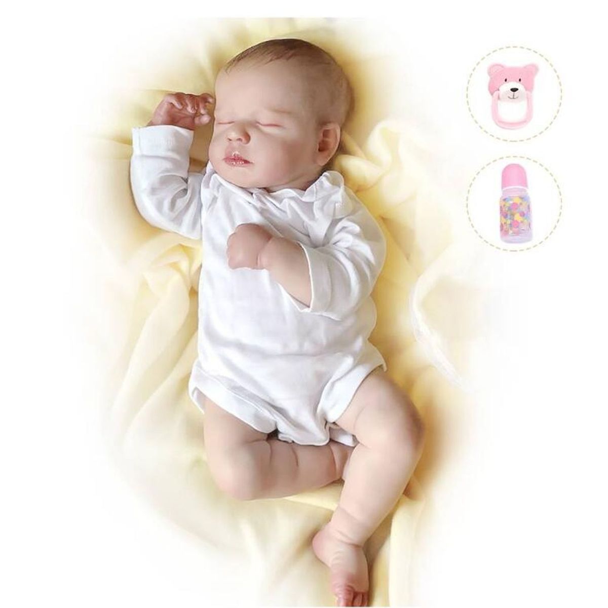 TIOZONEY - Muñeca bebe reborn vinilo de silicona juguetes para 49cm