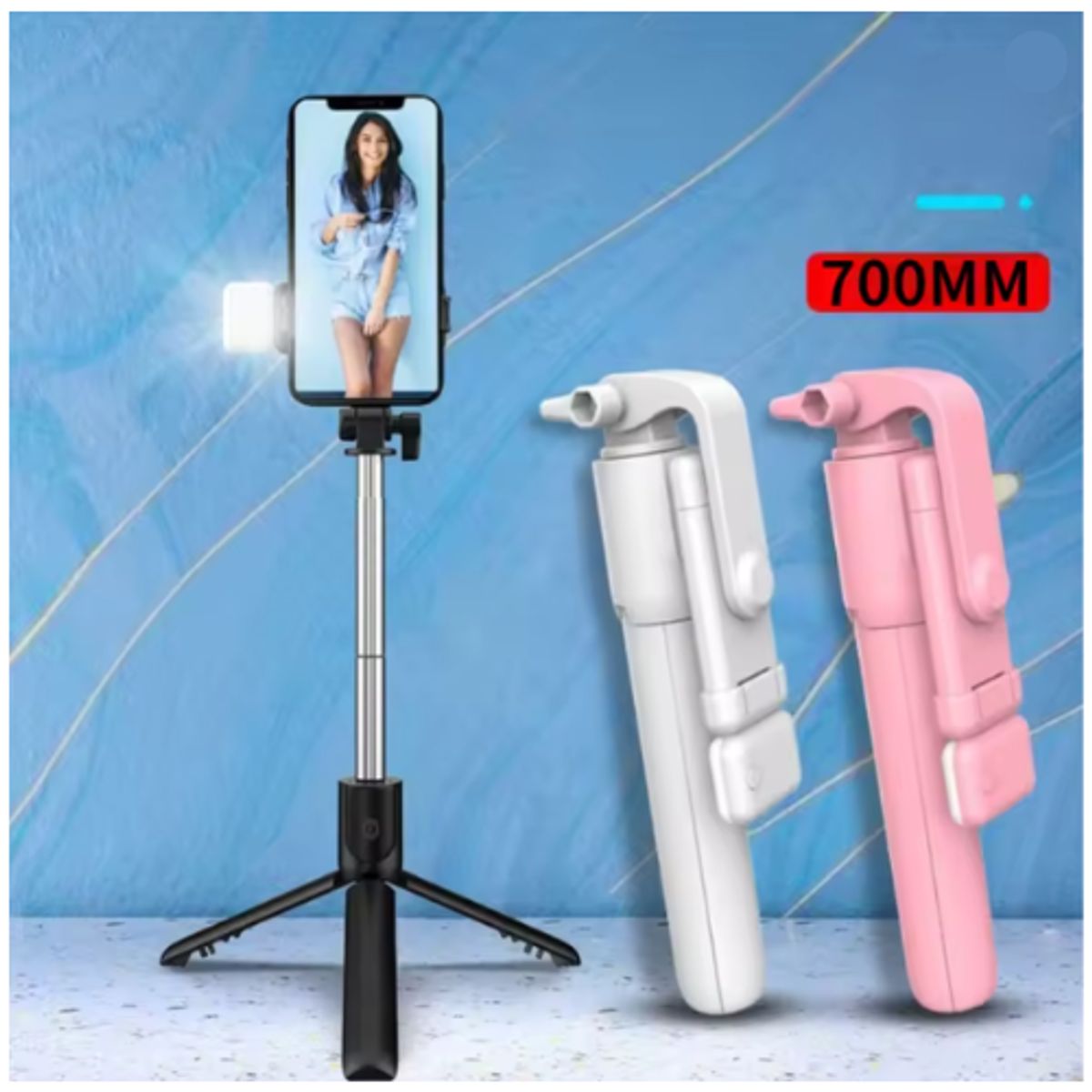 GENERICO - Palo Selfie Trípode Bluetooth Con Luz