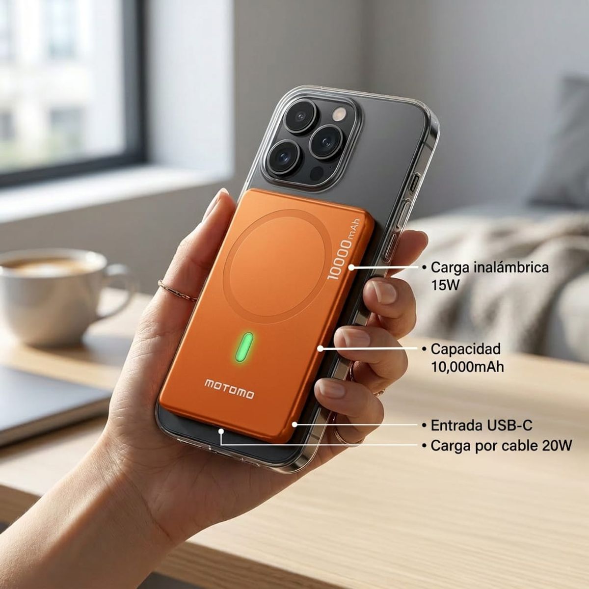 MOTOMO - bateria Magnetic Power Bank 10.000 mAh 15W carga rapida compatible magsafe iphone xiaomi samsung