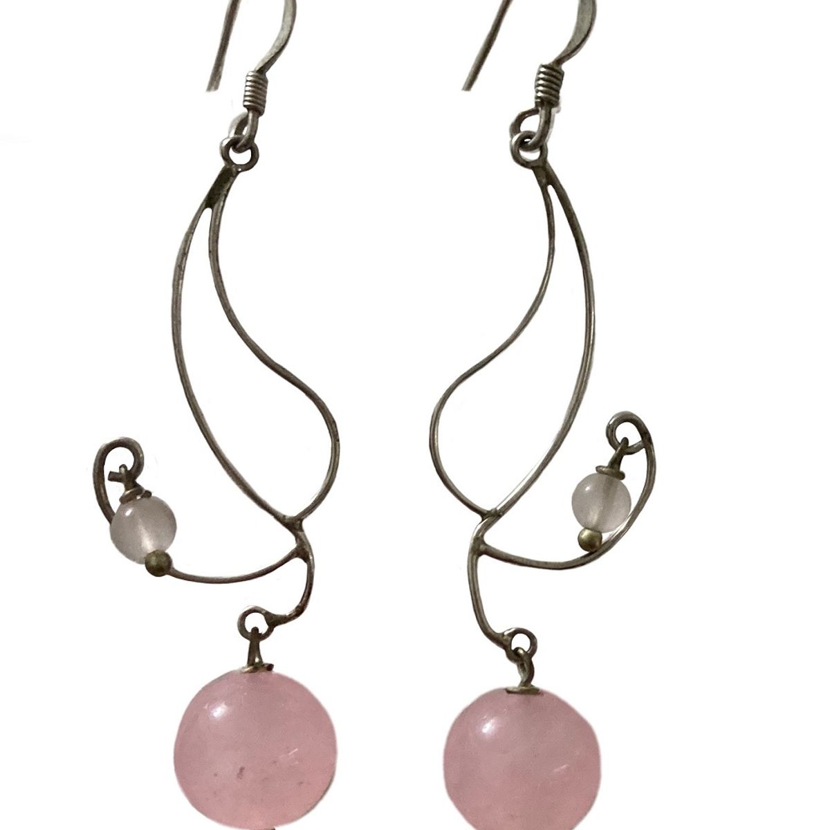 TAETHAI - Aros de plata 925 con Cuarzo Rosa