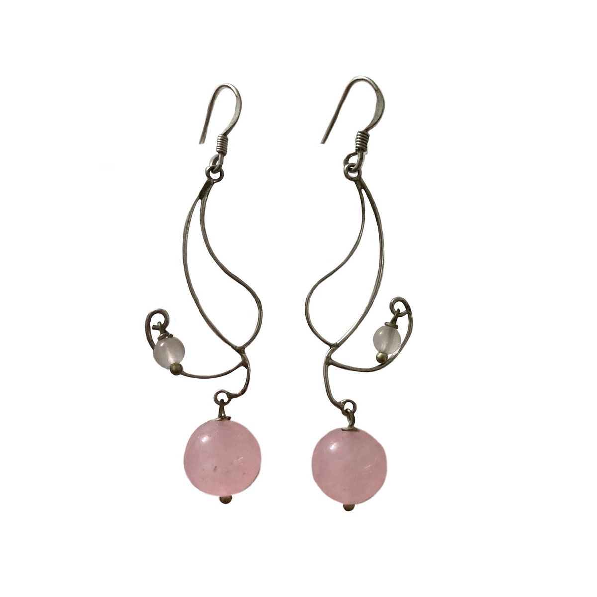 TAETHAI - Aros de plata 925 con Cuarzo Rosa