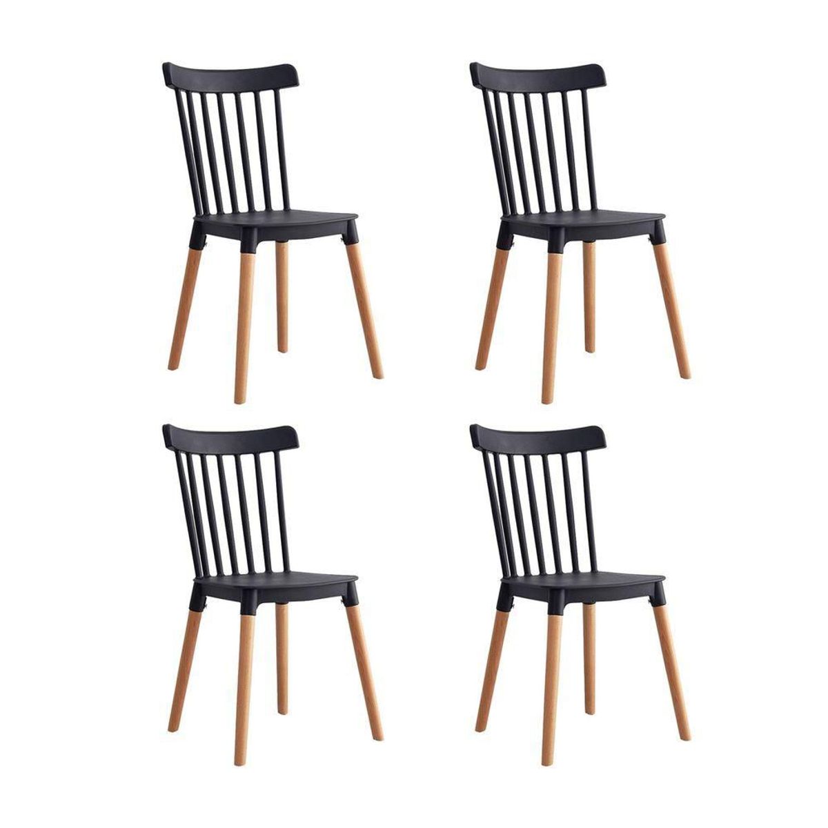 GENERICO - Pack 4 Sillas Negras Windsor